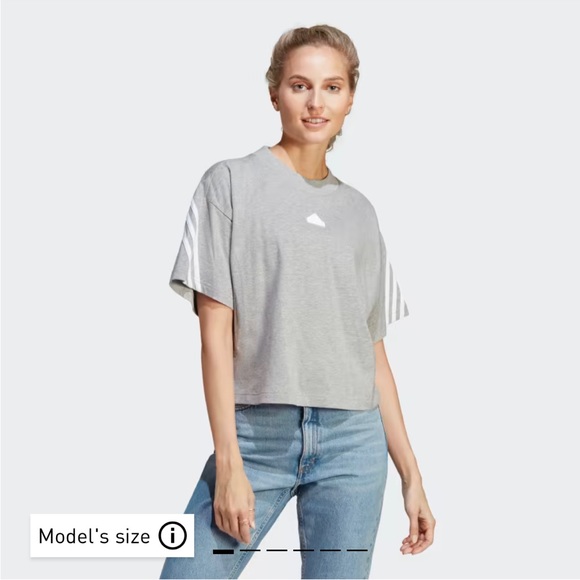 NWT Adidas Future Icons 3 Stripes Tee Shirt Gray & White size S - Picture 2 of 8